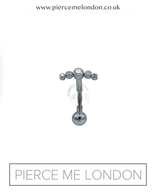 Gemmed Micro Curved Barbell - Clear Sparkle (Le Roi)