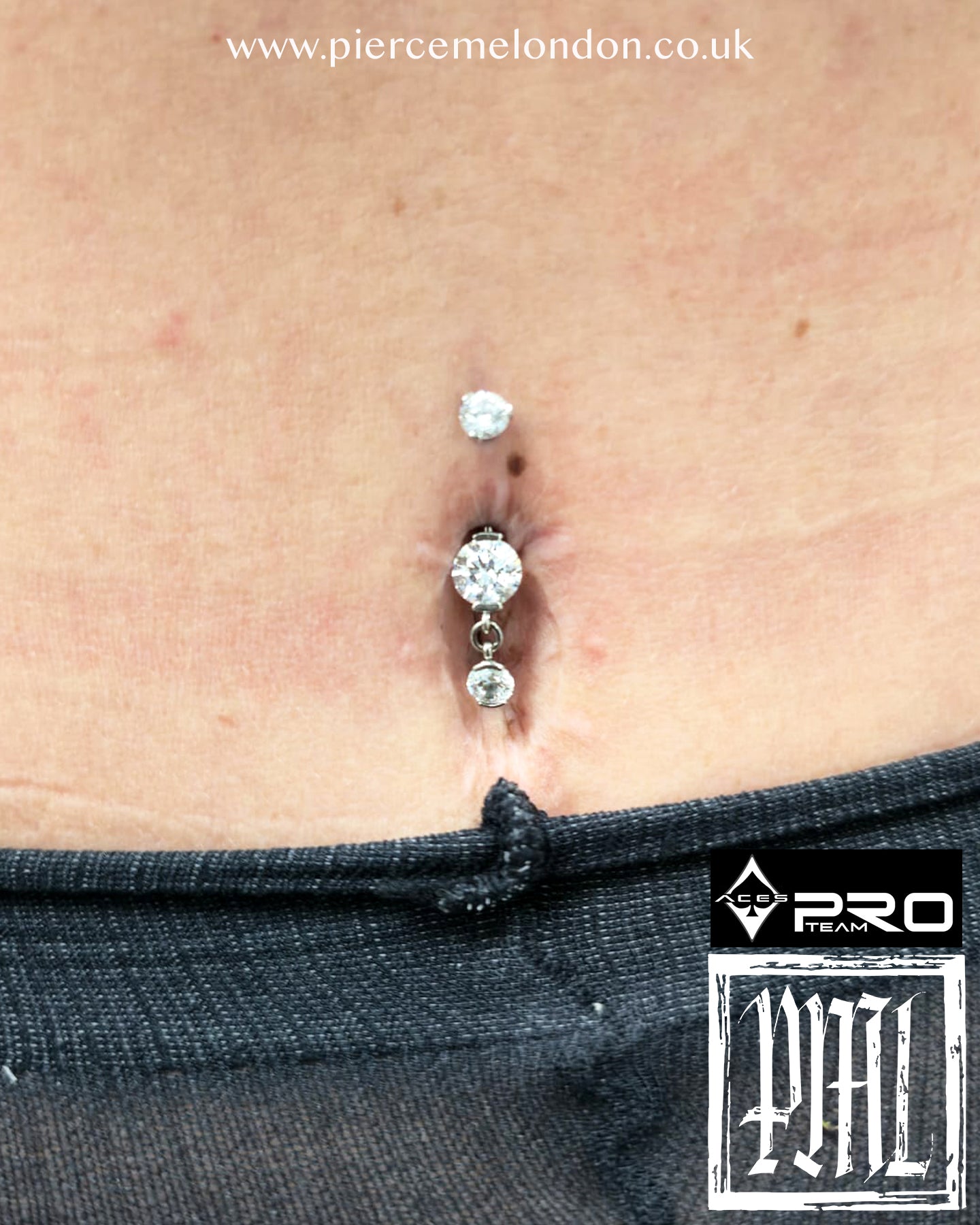 2 Prong-Set Faceted Gem Curved Barbell & Dangle WCZ (I.S)
